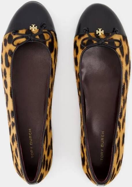 TORY BURCH Cap Toe Ballerinas Leather Printed in bruin