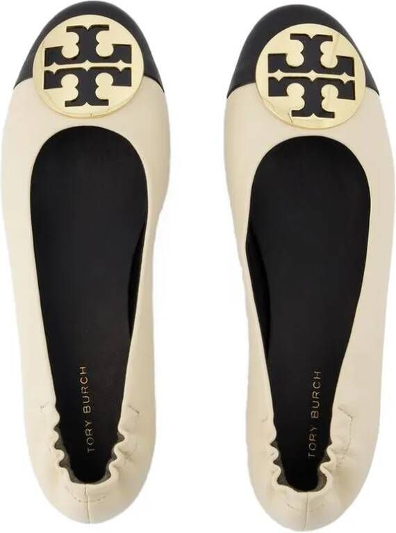 TORY BURCH Claire Cap-Toe Ballerinas Leather Cream in beige