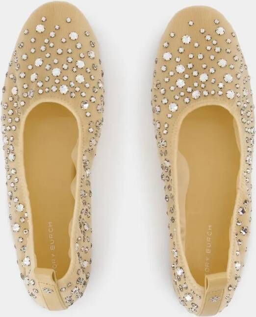 TORY BURCH Crystal Ballerinas Nylon Beige in beige