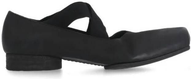 Uma Wang Loafers & ballerina schoenen Black Smooth Leather Ballet Shoes in zwart