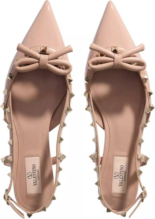 Valentino Garavani Loafers Rockstud Bow T.05 Ballerina in poeder roze