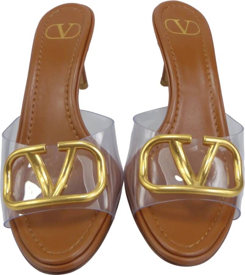 Valentino Garavani Sandalen Sandalo Slide V Logo in bruin