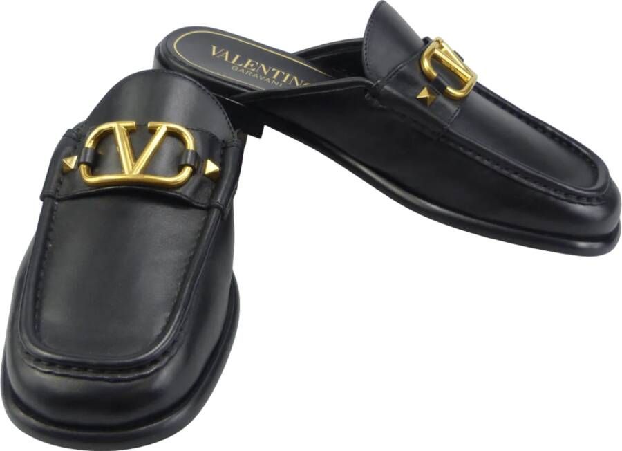 Valentino Garavani Sandalen Sandalo V logo nero in zwart