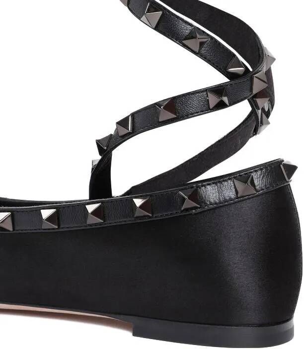 Valentino Loafers Black Satin Ballerina Flats in zwart