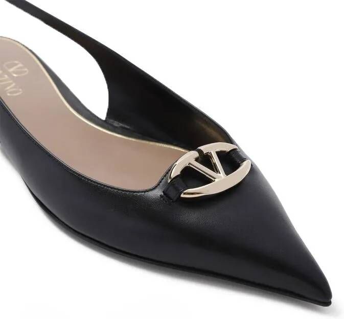 Valentino Pumps & high heels Black Leather Ballerina in beige