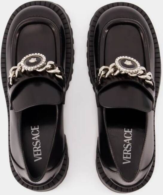 Versace Alia Flat Shoes Leather Black in zwart