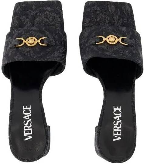 Versace Sandalen Medusa 95-Day Slides Canvas Black in zwart