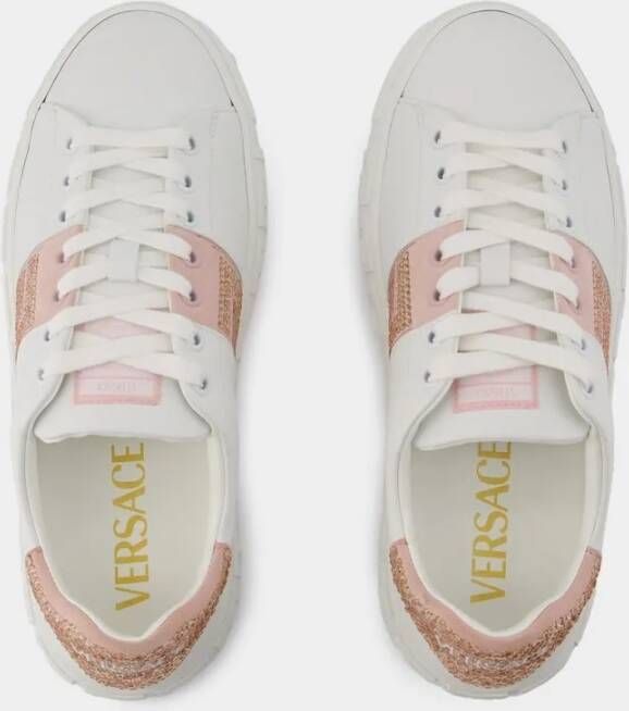 Versace Low-Top Sneakers Cotton White Pink in roze