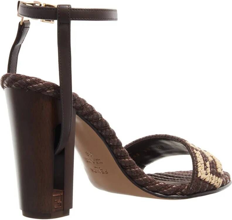 Fendi Hoge hakken Delfina Raffia Sandles in bruin