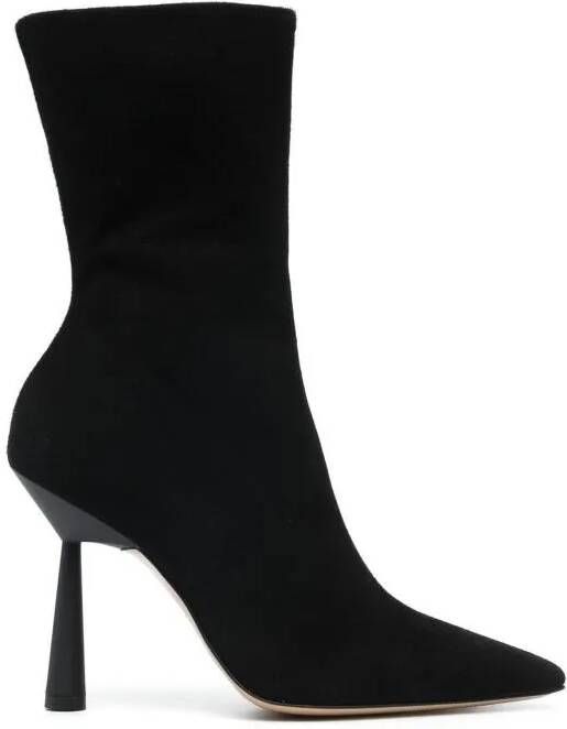 Gia Borghini Boots Black Calf Suede Ankle Boots in zwart