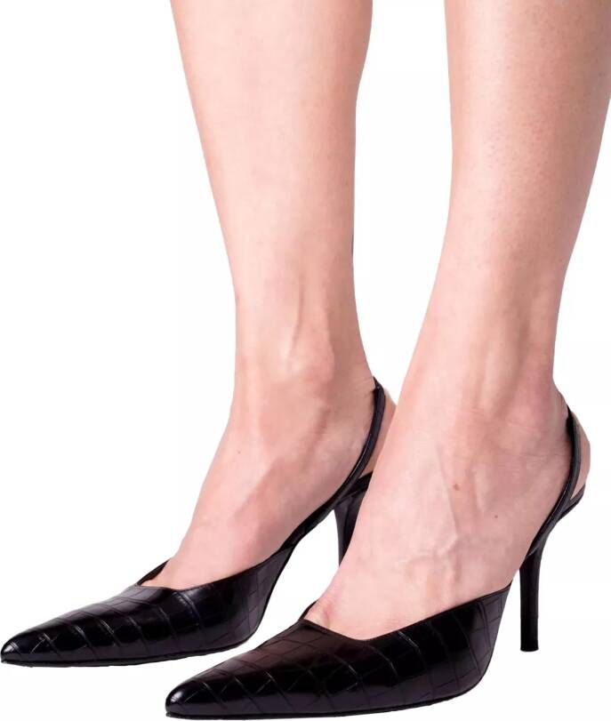 Gia Borghini Hoge hakken GIABORGHINI Schwarze Slingback-Pumps aus Leder in zwart