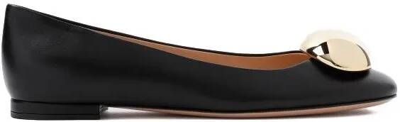 Gianvito Rossi Loafers Black Nappa Leather Ballerina in zwart