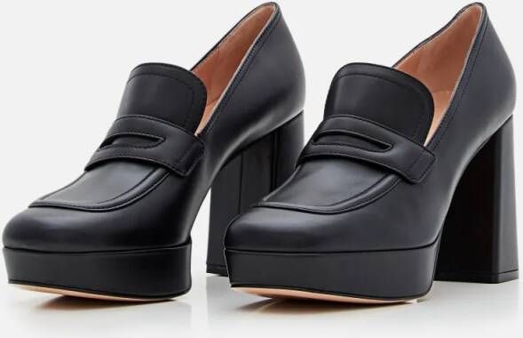 Gianvito Rossi Hoge hakken Rouen Leather Loafers With Heel in zwart