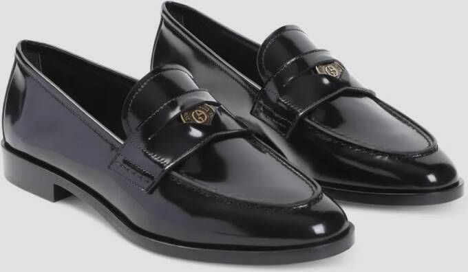 Giorgio Armani Loafers & ballerina schoenen Black Calf Leather Driver Loafer in zwart