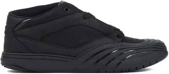 Givenchy Sneakers Black Calf Leather New Line Men Shoes Mid-Top Snea in zwart