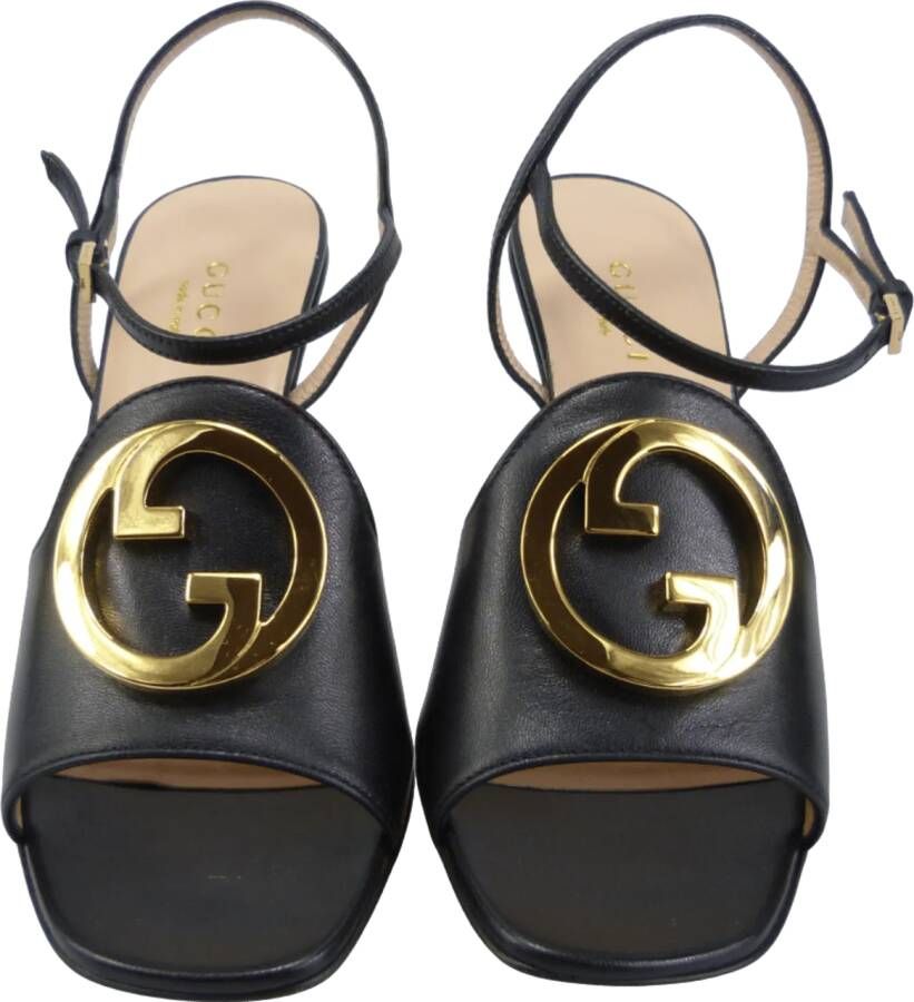 Gucci Sandalen Sandalo con tacco Blondie nero in zwart