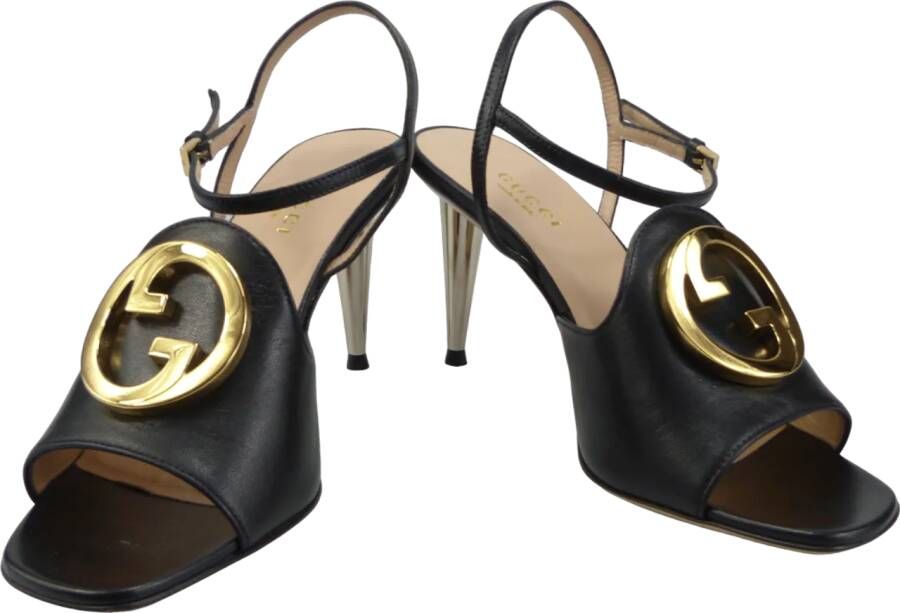 Gucci Sandalen Sandalo con tacco Blondie nero in zwart