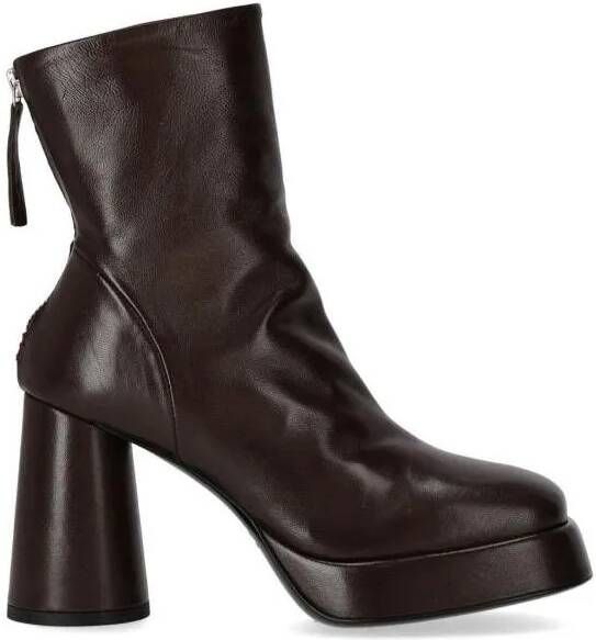 Halmanera Boots & laarzen Lara Dark Brown Heeled Ankle Boot in zwart