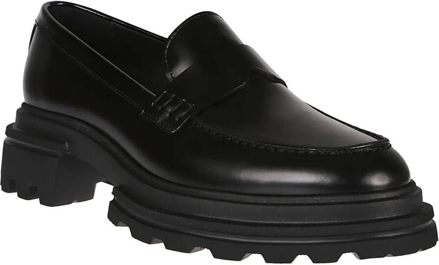 Hogan Loafers Black leather H674 loafers in zwart