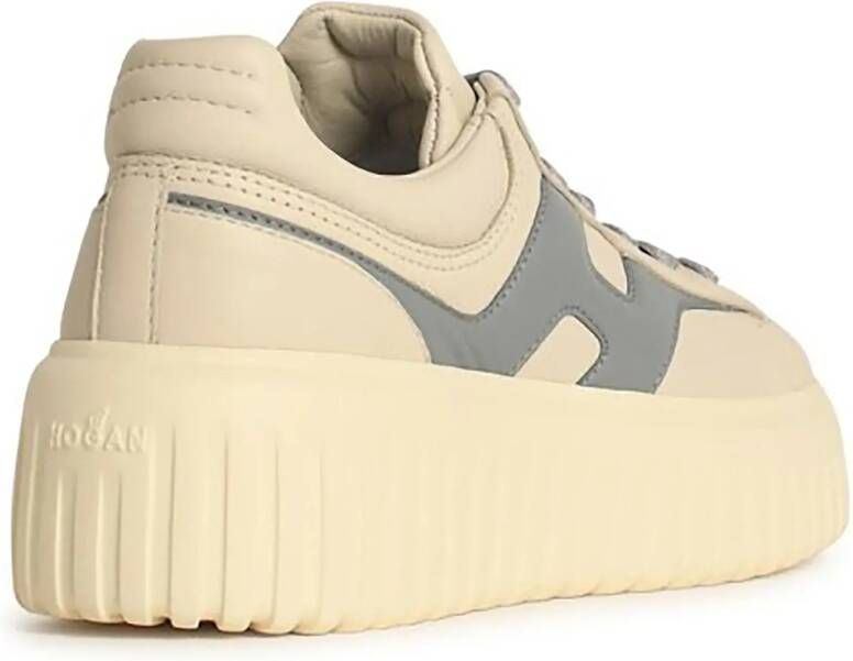 Hogan Low-Top Sneakers 'H Stripes' Grey Leather Sneakers in beige