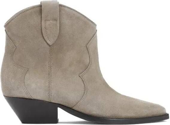 Isabel marant Boots Taupe Beige Calf Velvet Leather Dewina Boots in beige