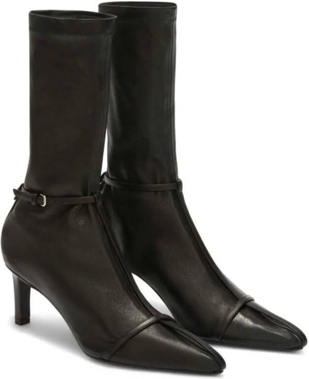 Jil Sander Boots Black Strappy Ankle Boot in zwart