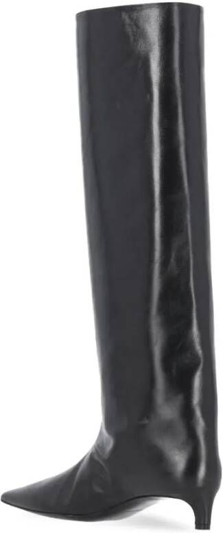 Jil Sander Boots Black Leather Kneehigh Boots in zwart