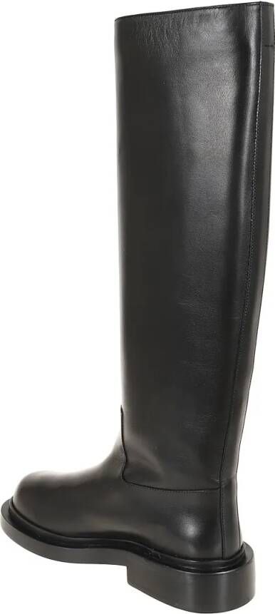 Jil Sander Boots Low Knee-High Leather Boots With Rubber Sole in zwart