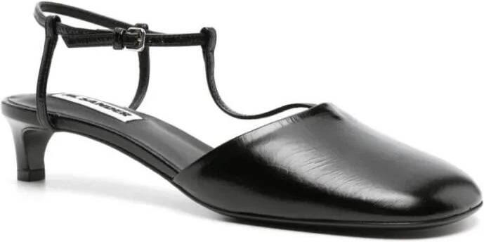 Jil Sander Hoge hakken Black T-Bar Slingback in zwart