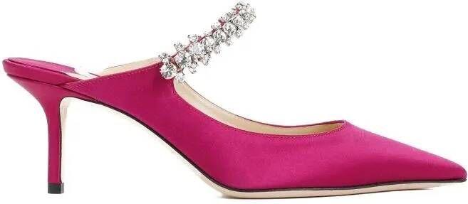 Jimmy Choo Slippers & Mules Pink Boysenberry Satin Bing 65 Mules in roze