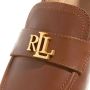 Ralph Lauren Leren Mocassins Logo Voorkant Rubberen Zool Brown Dames - Thumbnail 2