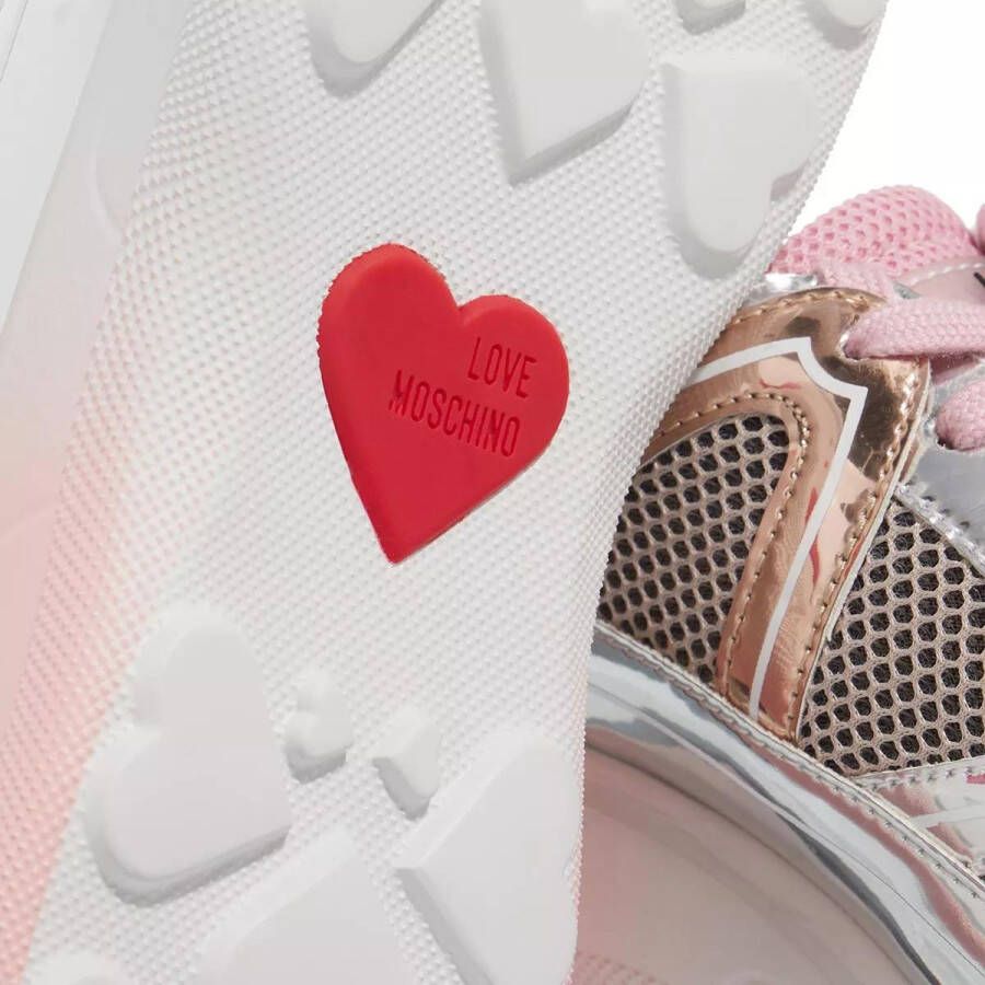 Love Moschino Sneakers Superheart in poeder roze