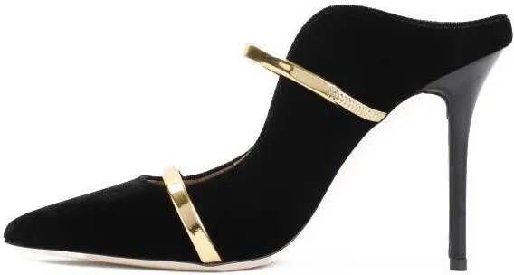 Malone Souliers Pumps & high heels Maureen 100 Black Gold Velvet Pumps in zwart