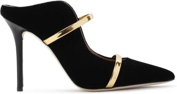 Malone Souliers Pumps & high heels Maureen 100 Black Gold Velvet Pumps in zwart