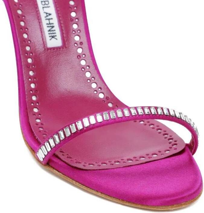 Manolo Blahnik Sandalen Pink Satin Crinastra Sandal 105 in roze