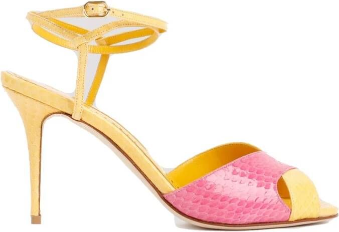 Manolo Blahnik Sandalen Yellow And Pink Mumbi Sandal in meerkleurig