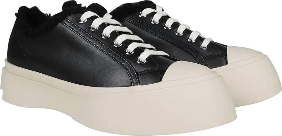 Marni Sneakers Pablo Lace Up Shearling Sneakers Black in zwart