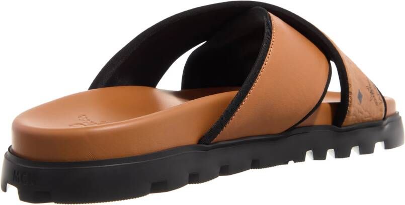 MCM Slippers & Mules U Col Vst Lthr Mix Flat Sandals Co in cognac