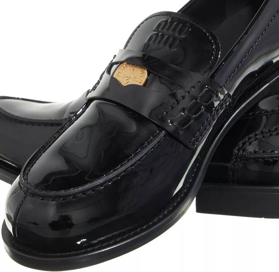 Miu Loafers Moccasins Leather Lucida in zwart