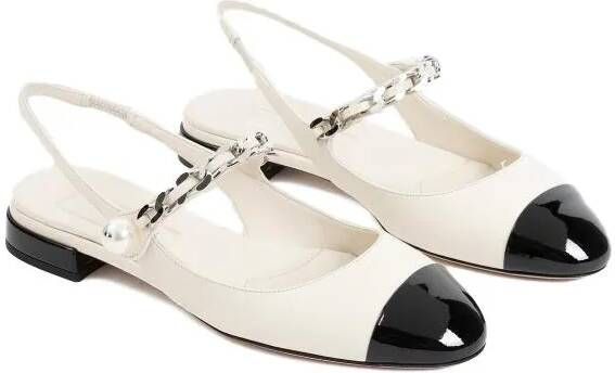 Miu Loafers & ballerina schoenen White Ivory Goat Leather Ballerina in wit