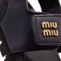 Miu Sandalen Logo Plaque Open Toe Sandals in zwart - Thumbnail 1