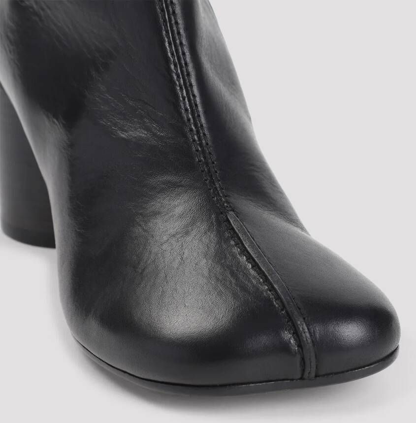 MM6 Maison Margiela Boots Black Calf Leather Ankle Boot in zwart