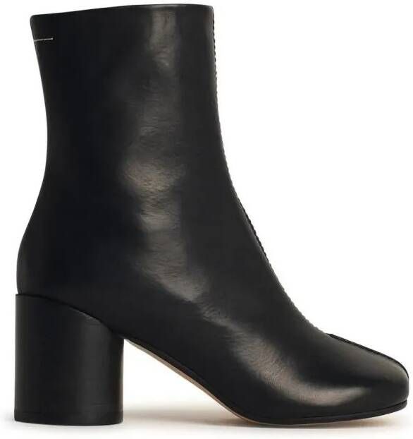 MM6 Maison Margiela Boots Black Leather Ankle Boots in zwart