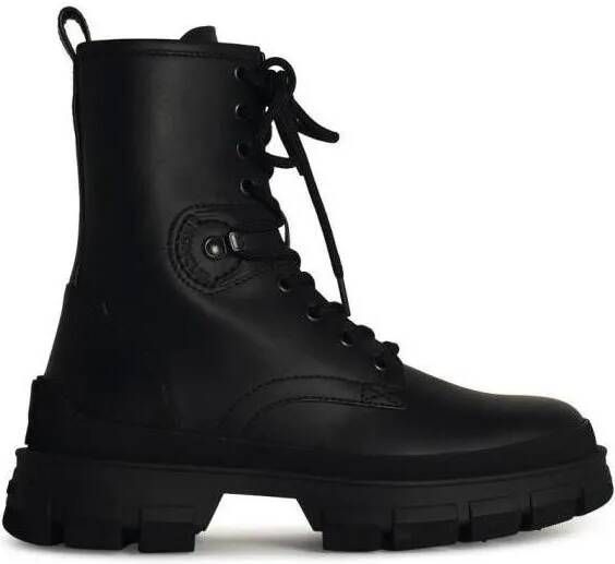 Moncler Boots & laarzen Hevea' Black Matte Leather Ankle Boots in zwart