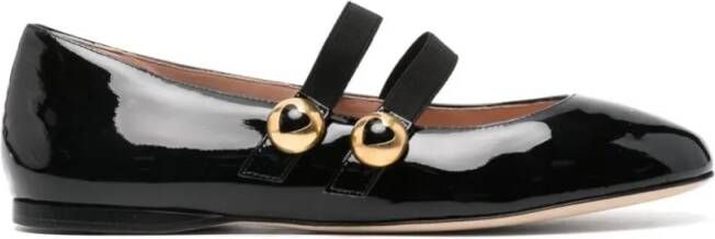 Moschino Black Leather Ballerina in zwart