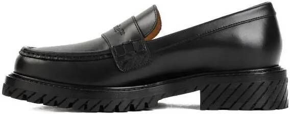 Off-White Loafers Black Leather Military Loafer in zwart