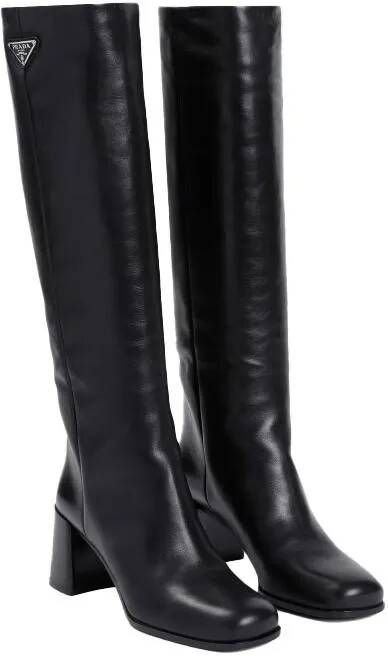 Prada Boots Black Leather Boots in beige