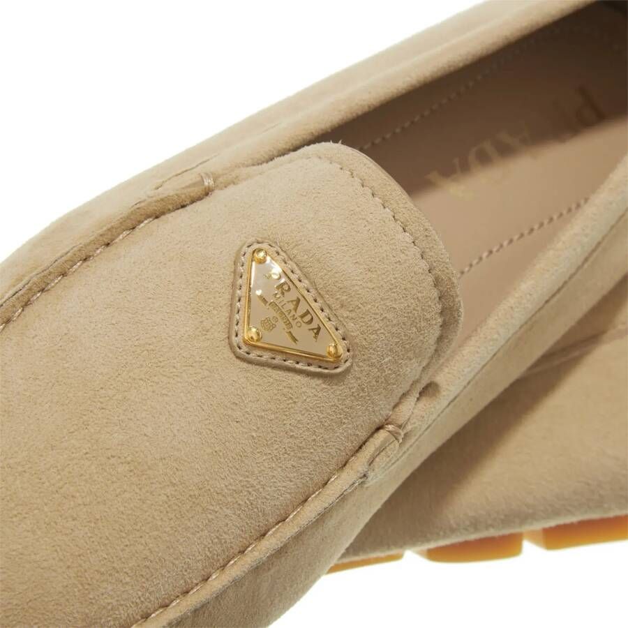 Prada Loafers Round-Toe Slip-On Loafers in beige