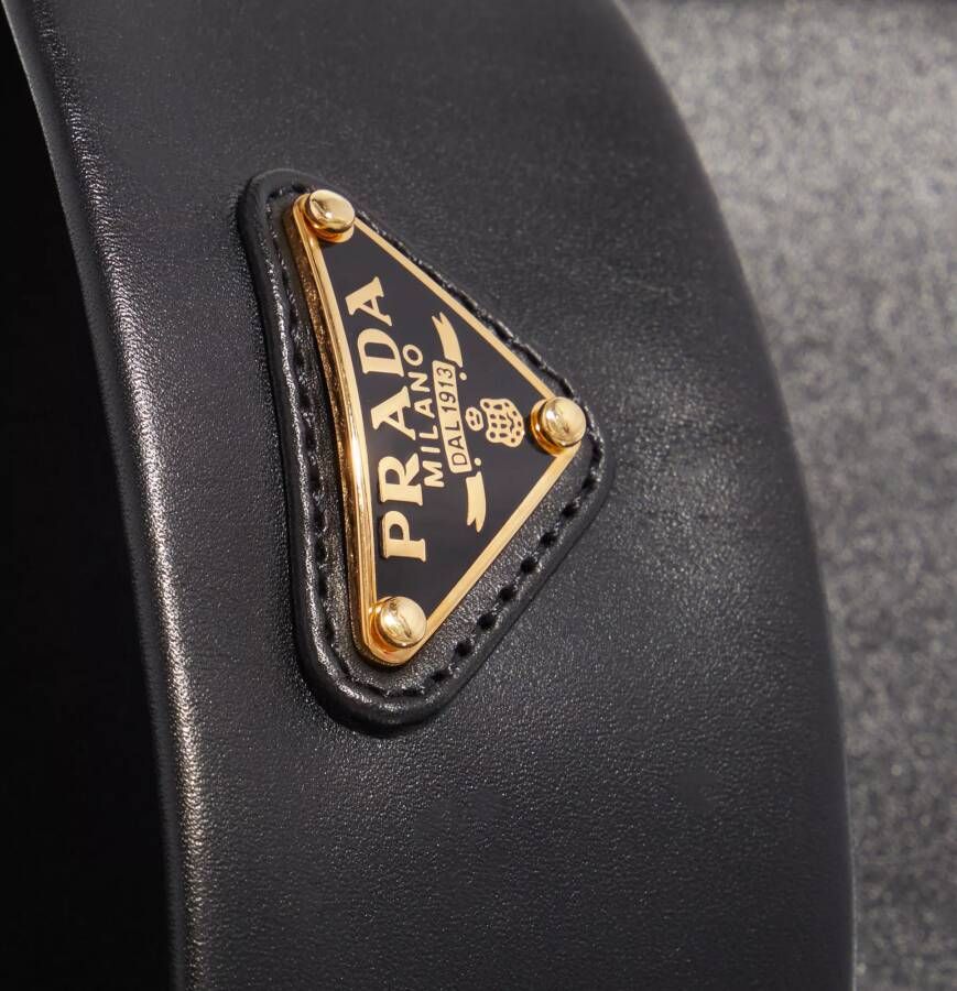 Prada Sandalen Triangle Logo Slides Leather in zwart