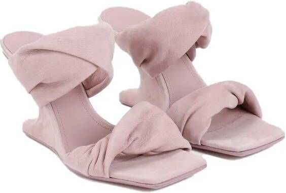 Rick Owens Sandalen Dusty Pink Suede Leather Cantilever 8 Twisted Sand in roze